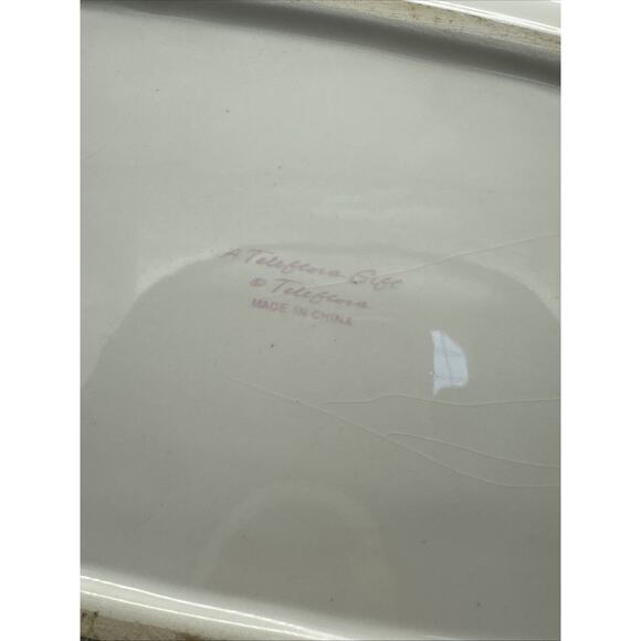 Teleflora Porcelain Basket Planter With Handle Pink Floral Design Plastic Liner - Picture 9 of 9